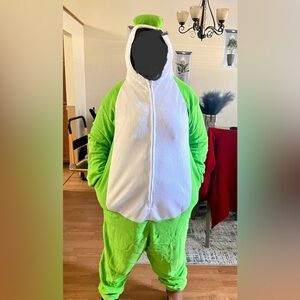 Adult Unisex green and white Yoshi Onesie Suit.